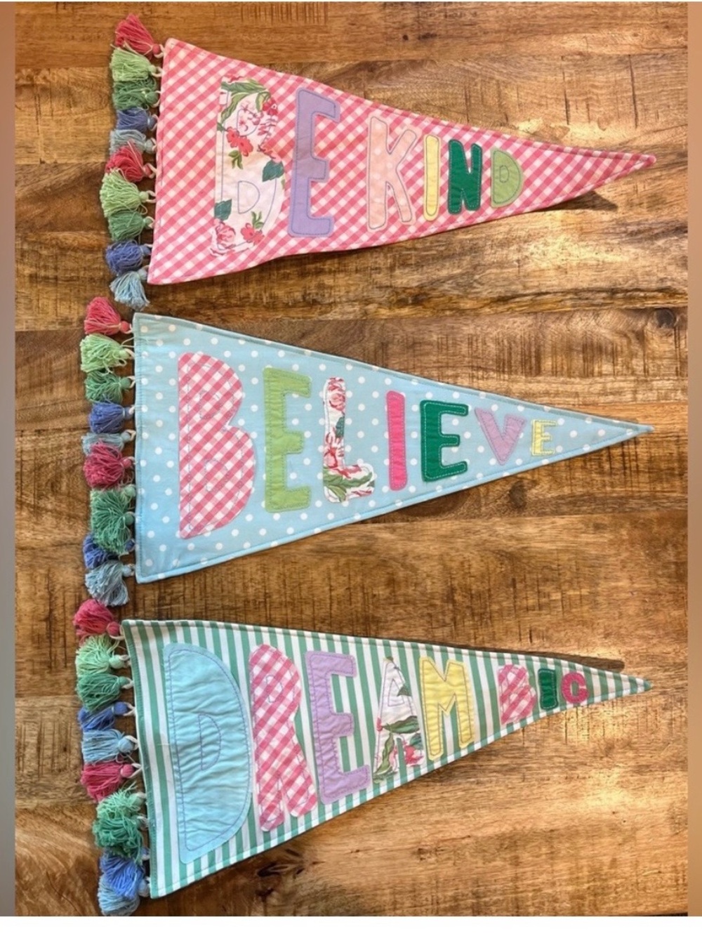 Matilda Jane Pink, Blue, Green & Yellow Inspirational Pennant Set wall hangings